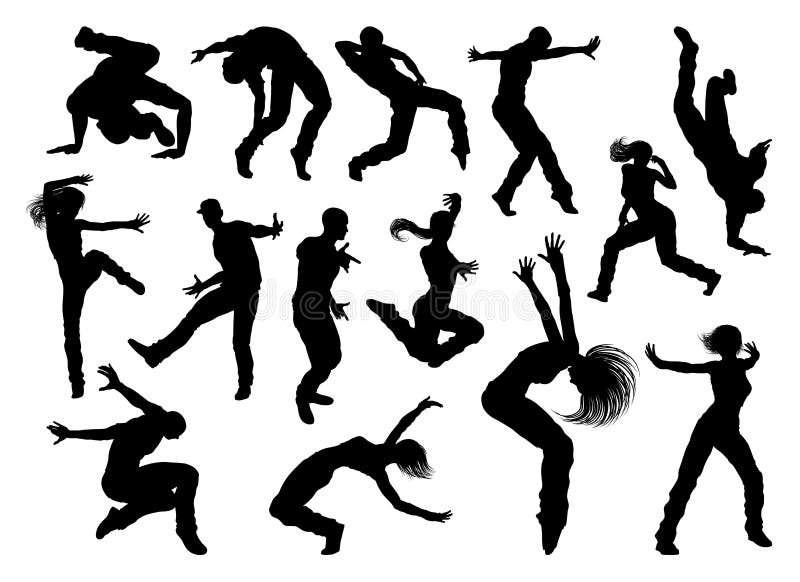 Straßen-Tanz-Tänzer Silhouettes