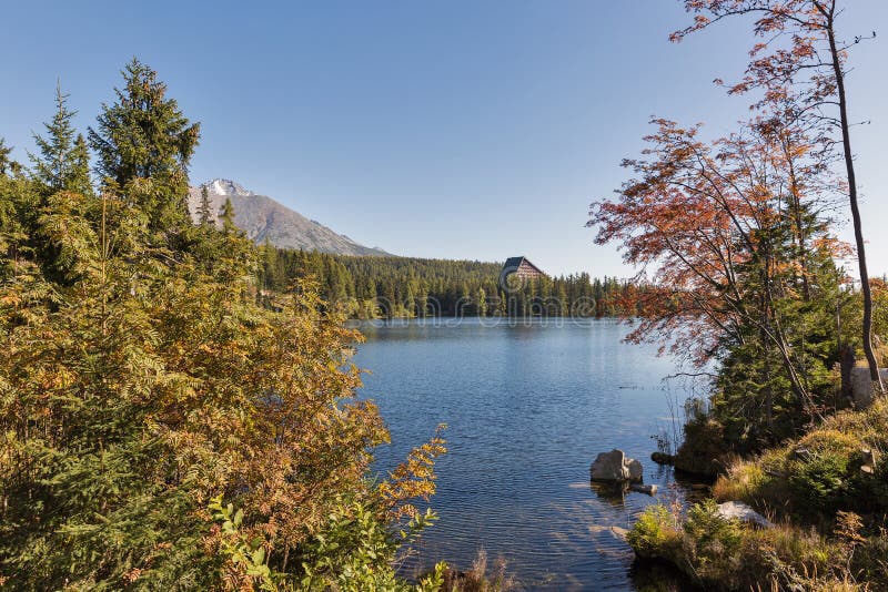 Strbske Lake landscape in Slovakia.