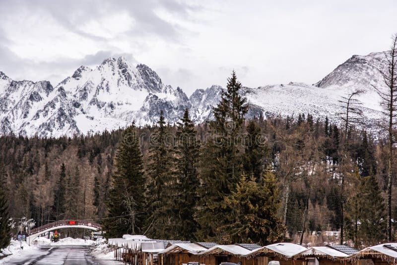 Strbske pleso area, center of winter sports, Slovakia