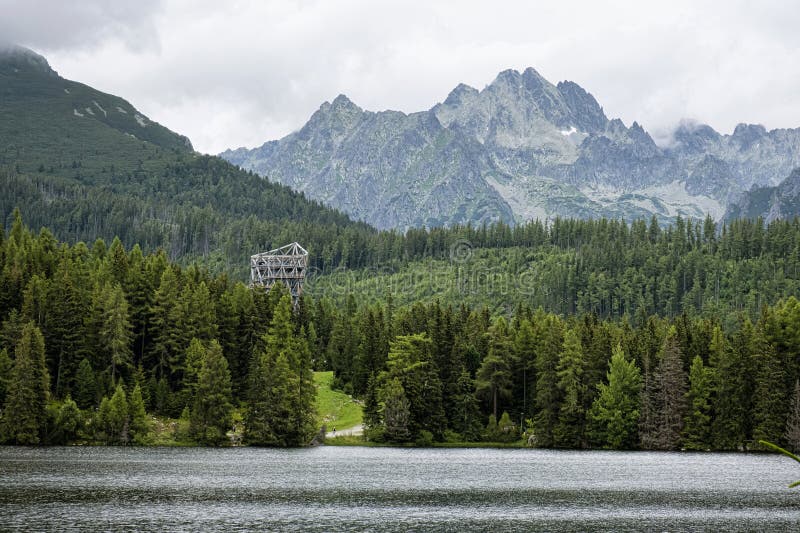 Štrbské pleso, Slovensko, sezónní přírodní scenérie