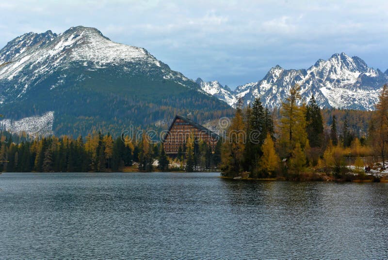 Panorama view on Strbske pleso in High Tatras with Patria hotel