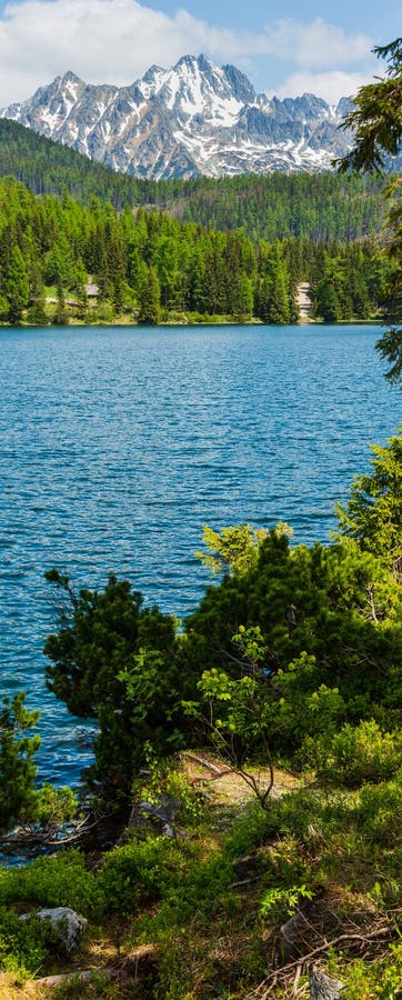 Strbske Pleso lake spring view