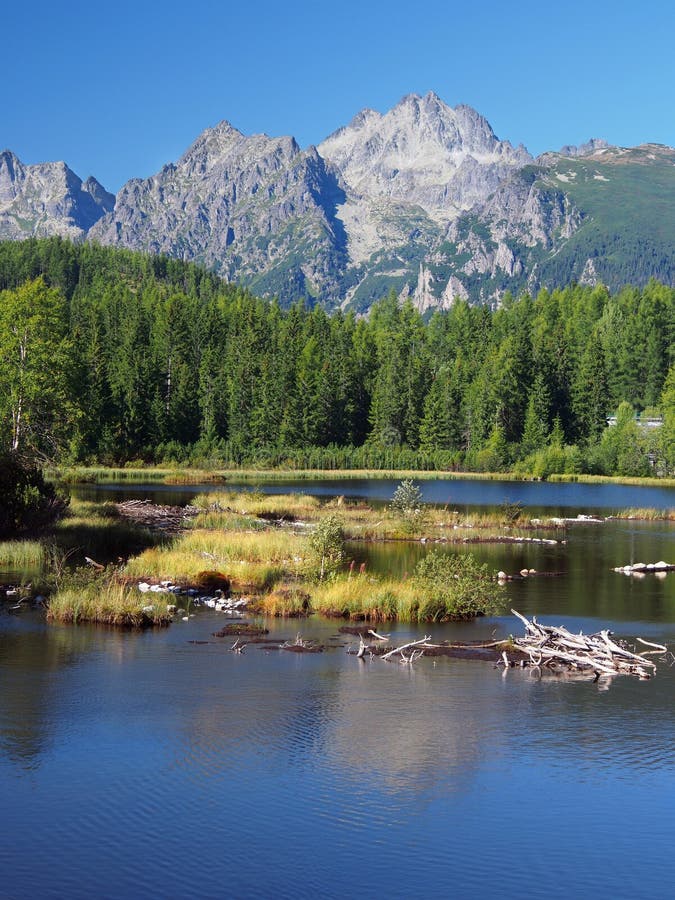 Štrbské Pleso v slovenských Vysokých Tatrách v lete