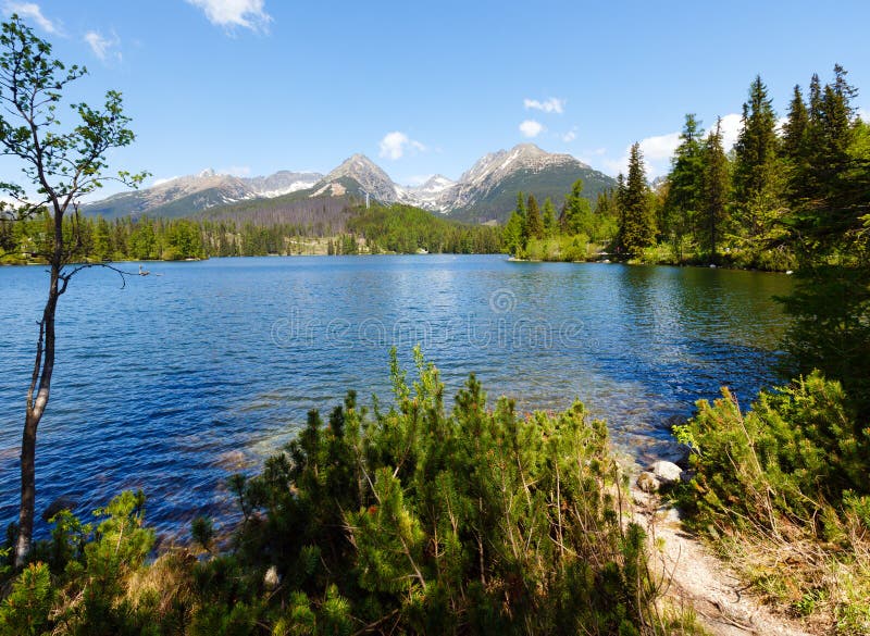 Štrbské Pleso (Slovensko) jarný pohľad.