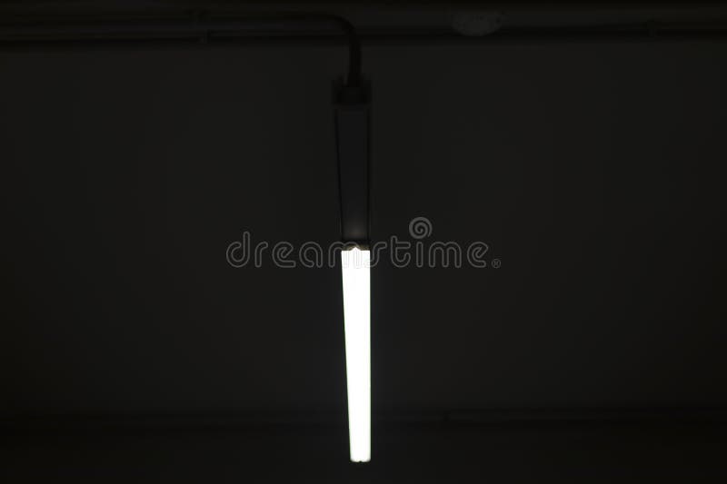 Streak of Light in Dark. Fluorescent Lamp Stock Image Image of color