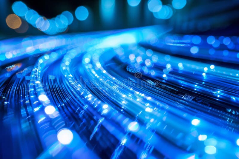 Streaks of Blue Light Signify Highspeed Data Transmission in the Realm