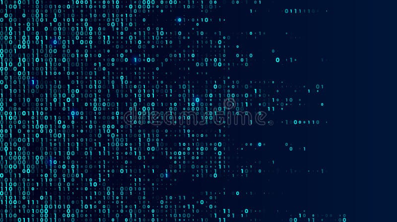 A stream of binary matrix code on the screen. numbers of the computer matrix. The concept of coding, hacker or mining of crypto-currency bitcoin. Vector illustration.