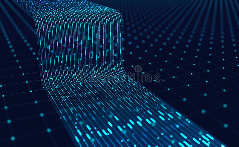 Stream, flow digital data. Big data analytics and business strategy for innovative solutions vector illustration