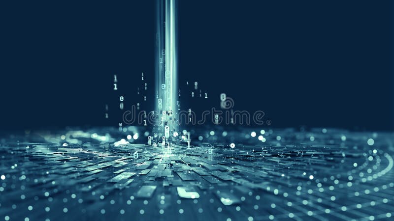 Stream, flow digital data. Big data analytics and business strategy for innovative solutions stock illustration