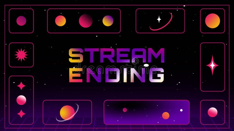Stream overlay, steam ending on retro style background animation royalty free illustration