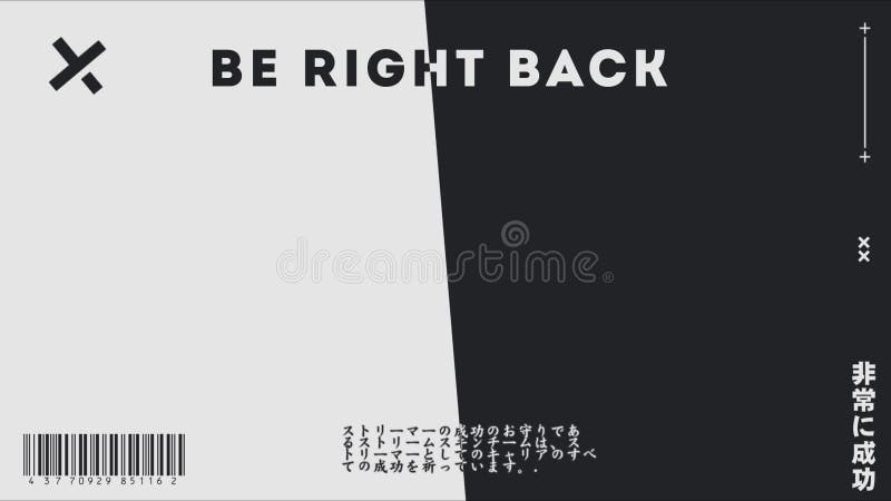 Modern brb stream overlay. Minimal stream package vector illustration