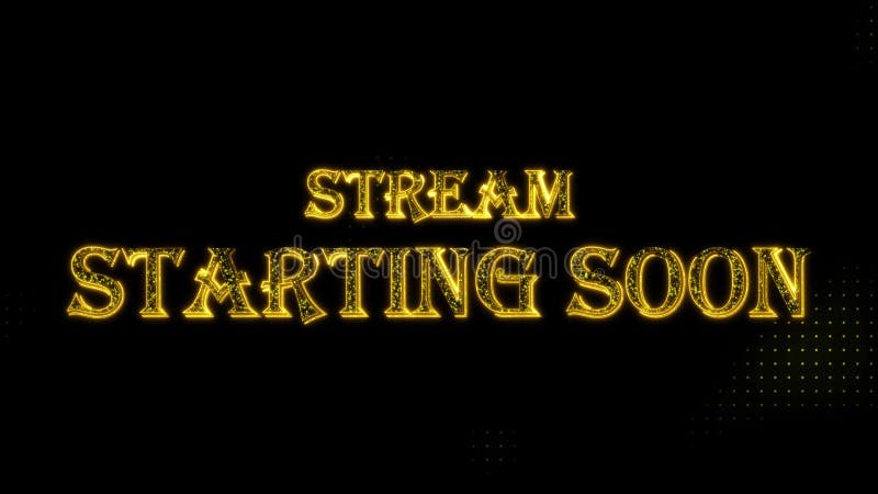 Stream Starting Soon text looping with particles luxury animation, gold text animation with halftone backgound stock illustration