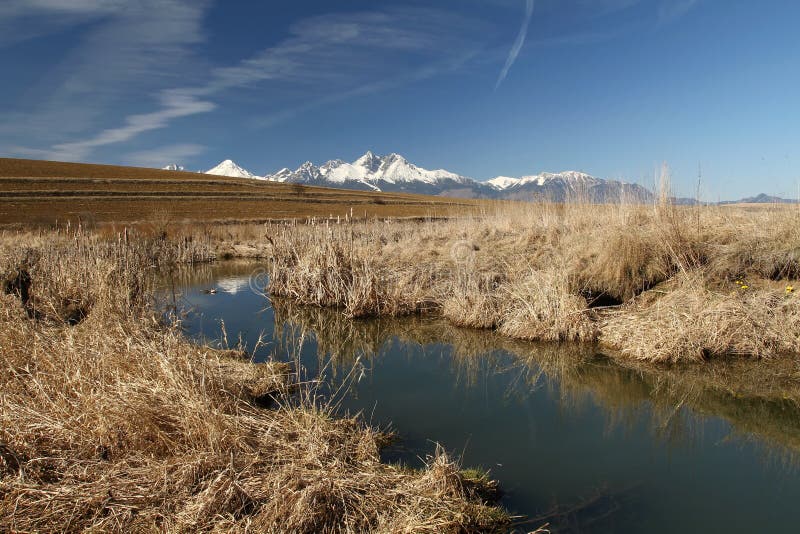 Stream under mountains