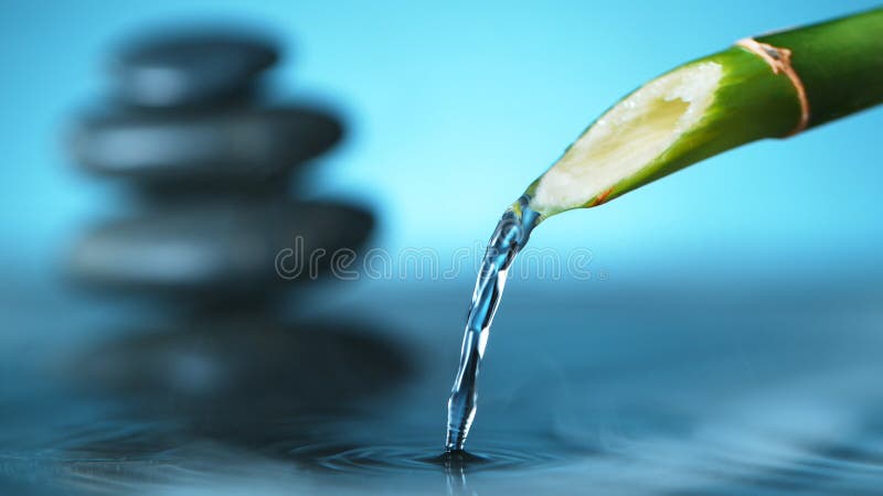 A stream of water flowing out of bamboo tube