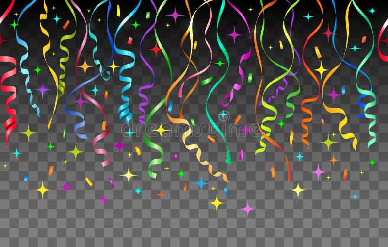 Streamers and confetti transparent background vector illustration Streamers and confetti transparent background vector illustration