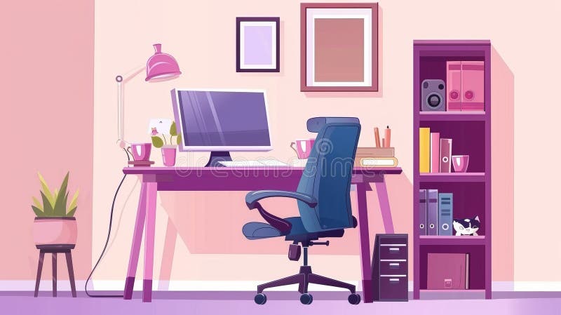 Streaming Setup Teenage Flat Illustration with Webcam and Computer