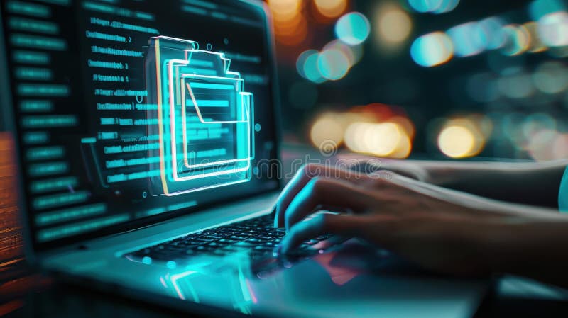 Streamline your workflow with a document management system for efficient online documentation and easy database search stock illustration