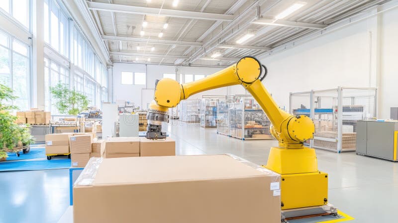 Streamlining warehouse operations, advanced robotics for enhanced efficiency and productivity in logistics stock illustration