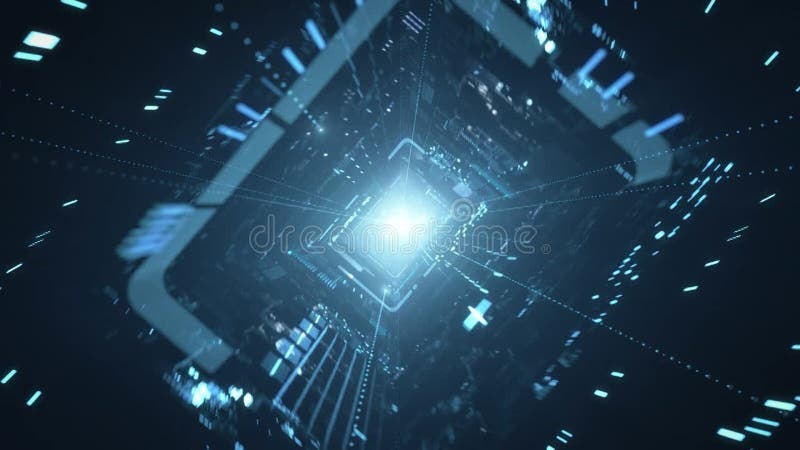 Futuristic Digital Data Tunnel stock illustration