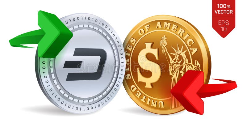 Streepje aan de uitwisseling van de dollarmunt streepje Het muntstuk van de dollar Cryptocurrency Gouden en zilveren muntstukken vector illustratie Streepje aan de uitwisseling van de dollarmunt streepje Het muntstuk van de dollar Cryptocurrency Gouden en zilveren muntstukken vector illustratie