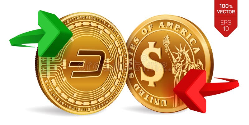Streepje aan de uitwisseling van de dollarmunt streepje Het muntstuk van de dollar Cryptocurrency Gouden muntstukken met Streepje vector illustratie Streepje aan de uitwisseling van de dollarmunt streepje Het muntstuk van de dollar Cryptocurrency Gouden muntstukken met Streepje vector illustratie