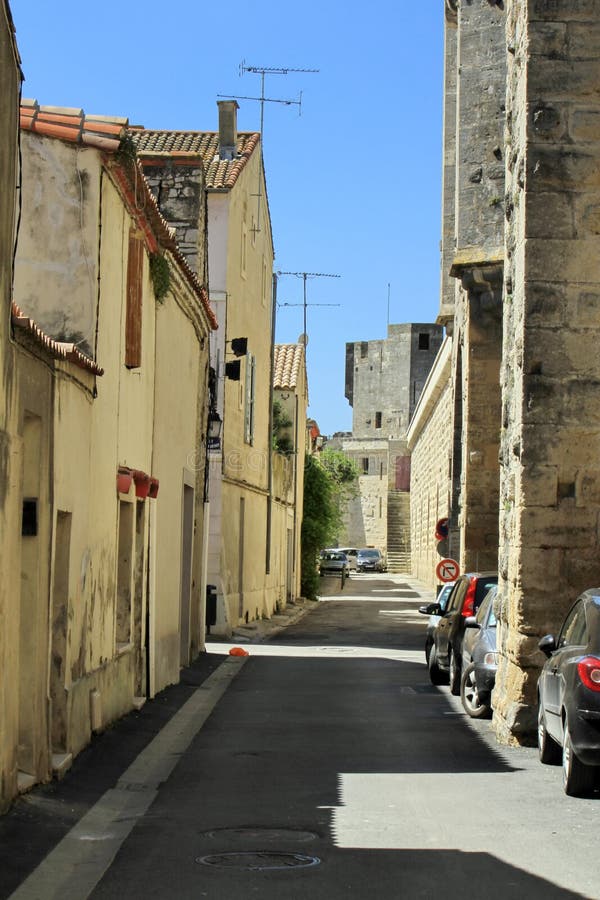 Street in Aigues-Mortes, France stock photography Street in Aigues-Mortes, France stock photography