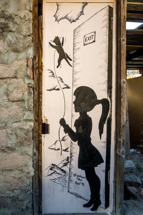 Street art girl with cat royalty free stock photography Street art girl with cat royalty free stock photography