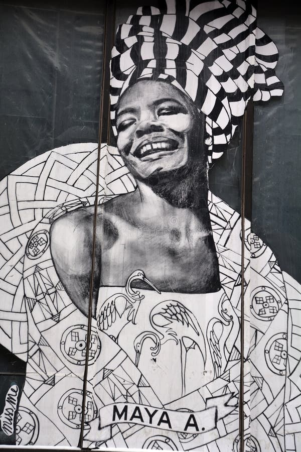Street art Montreal  Maya Angelou. MONTREAL CANADA FEBRUARY 07: Street art Montreal  Maya Angelou on feb. 07 2015 in Montreal Canada. Montreal. is the perfect stock image