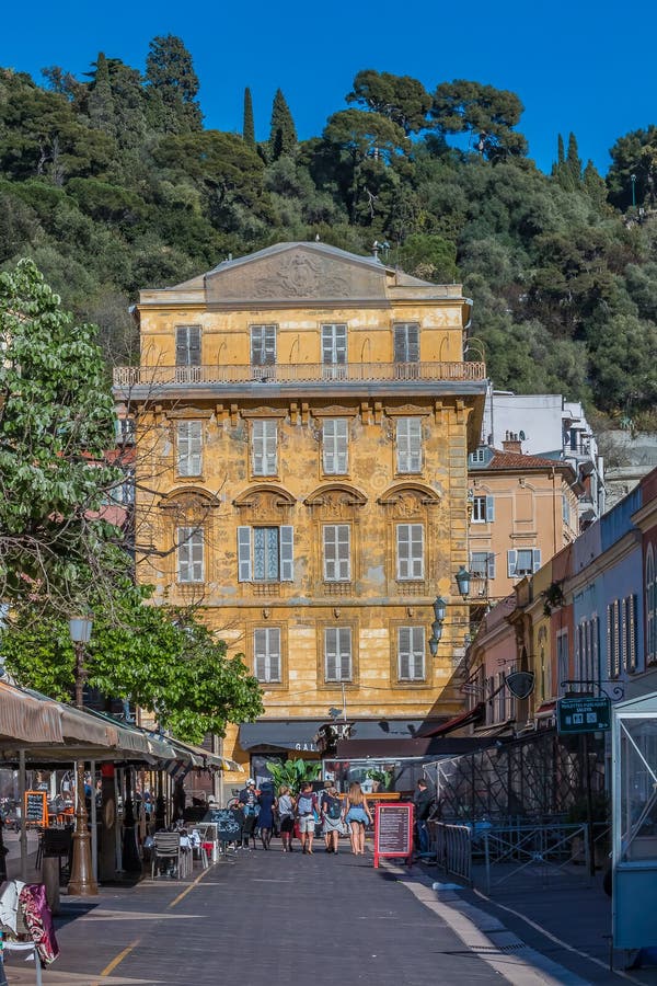 Street Cafes in a Mediterranean House in Nice France Editorial Stock