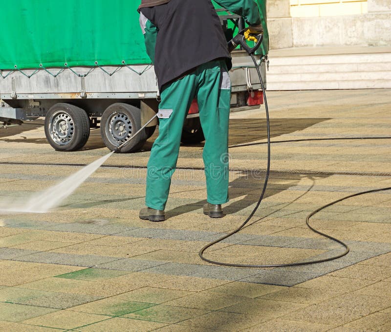 Street cleaner at work stock photo. Image of city, people 128938688