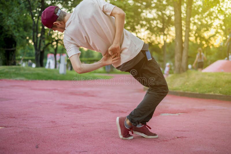 Street Dancer Hipster Dancer Motion in the City during Sunset Break