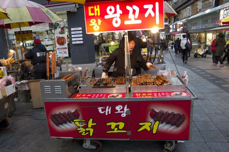 Busan, South Korea, 01/01/2018. Modern Street on the Waterfront with