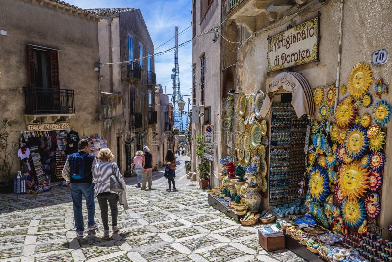 Street in Erice, Sicily in Italy