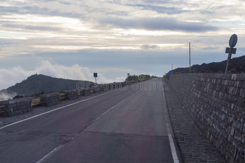 An Empty Road that Leads To the Etna Peak Editorial Stock Photo Image
