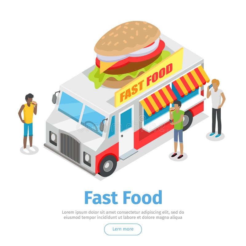 Street Fast Food Isometric Vector Web Banner Stock Vector ...