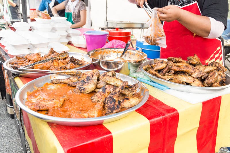 Street Food Bazaar in Malaysia for Iftar during Ramadan Fasting Stock