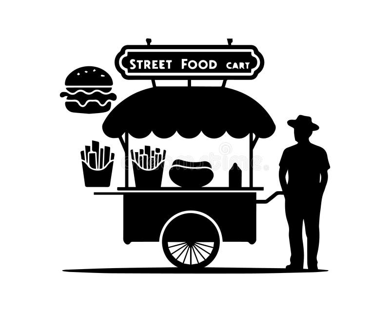 A Street Food Cart Silhouette Vector" is a Minimalist Design Featuring