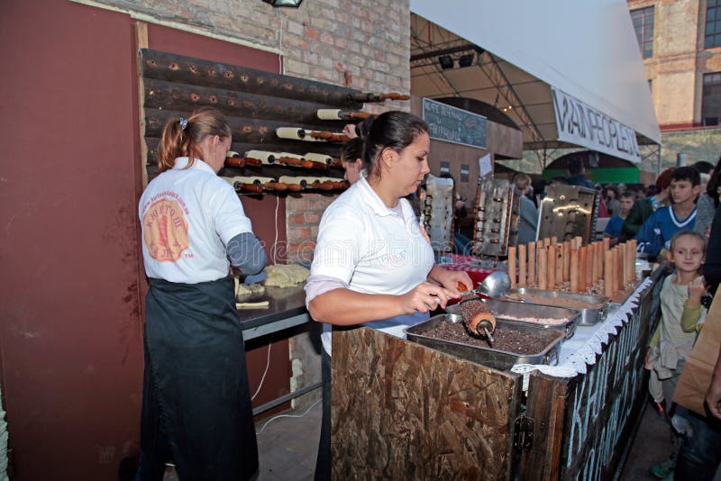 Food Stall in Street Food Festival in Kiev, Ukraine. Editorial Image