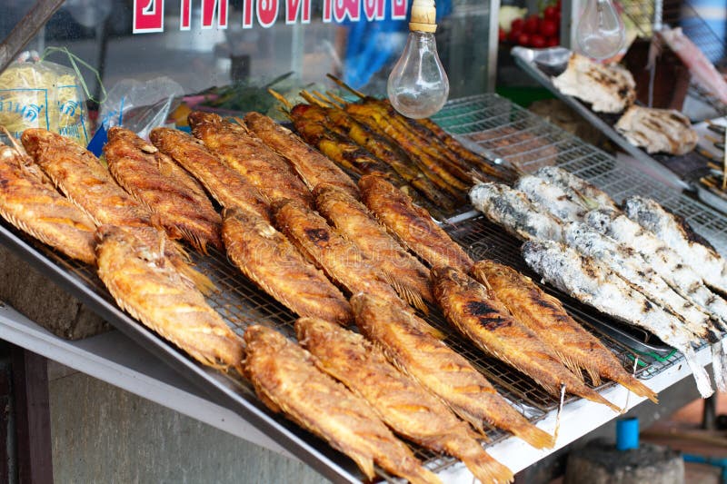 Street food grilled fish stock photo. Image of traditional - 18761962