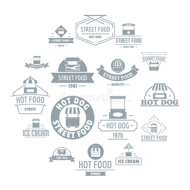 Street Food Logo Icons Set, Simple Style Stock Vector - Illustration of