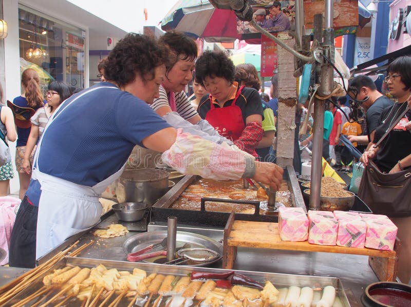 Street Food Market in Busan, South Korea Editorial Stock Image - Image