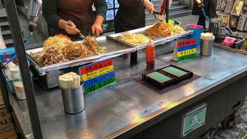 Street Food Market in Seoul Editorial Photography - Image of cookery