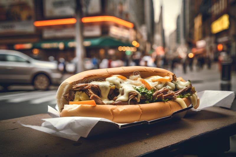 Street Food in New York City. Fast Food in Manhattan, New York Stock