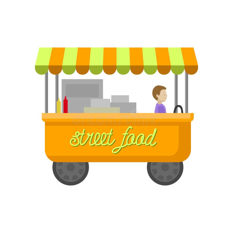 Street food trailer, food truck cartoon vector Illustration royalty free illustration Street food trailer, food truck cartoon vector Illustration royalty free illustration