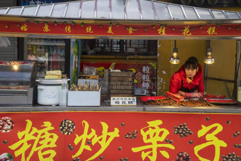 Street Food Vendor in Suzhou Editorial Image - Image of female, china