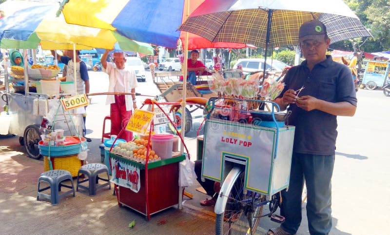 Street Food Vendors in Kota Tua Area, Nort Jakarta, Indonesia Editorial