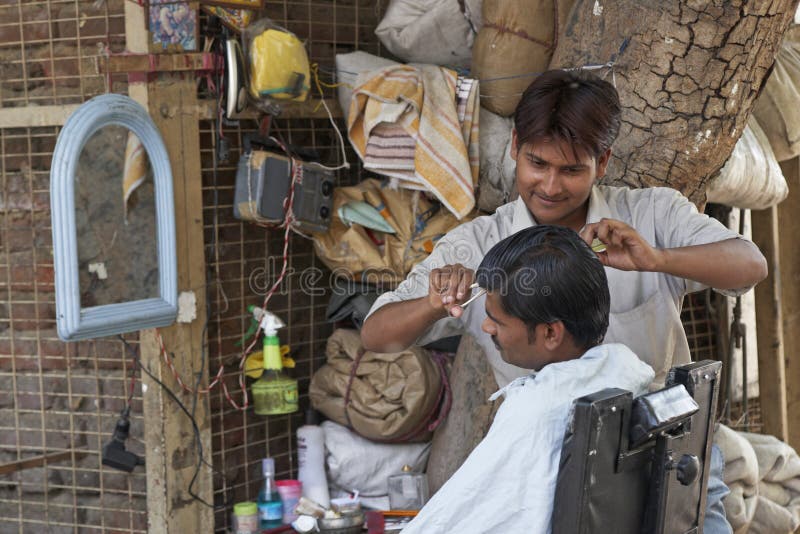 Street Hairdresser editorial stock photo. Image of india 21408523
