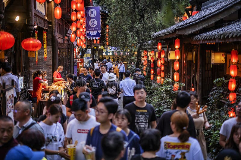 The street of Jinli Ancient Town, Chengdu stock images The street of Jinli Ancient Town, Chengdu stock images