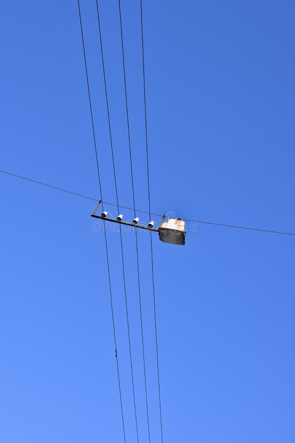Street Lamp Hanging on Wires Stock Photo Image of decoration, cable