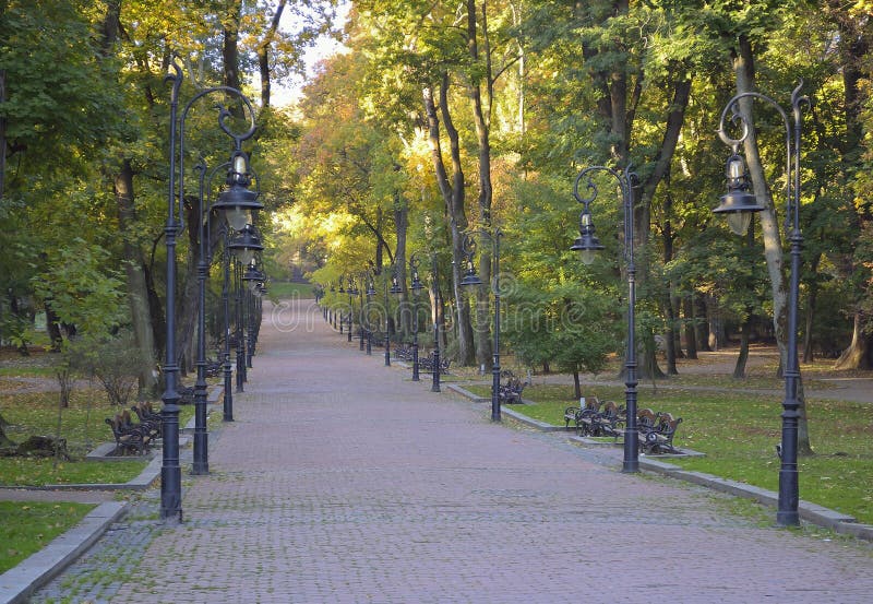 Street lamp at park stock photo. Image of landscape, morning 38218034